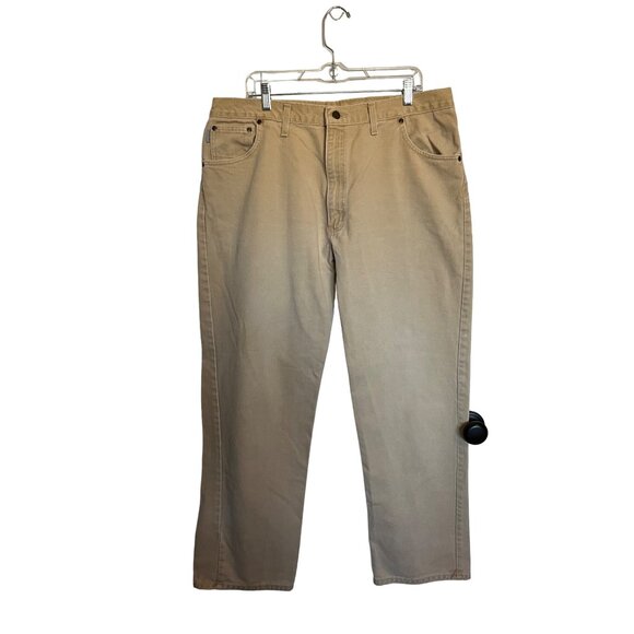Carhartt Mens Beige DenimPants Size 42X34 Relaxed Fit Durable Workwear Made In U - Picture 1 of 5